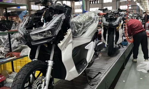 Motorcycle Assembly in Progress